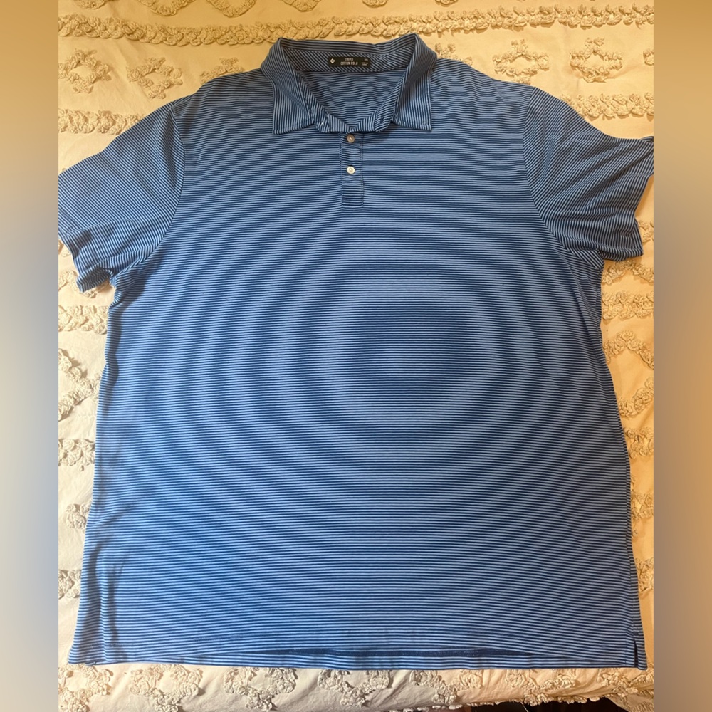 Men's Blue Striped Polo Shirt